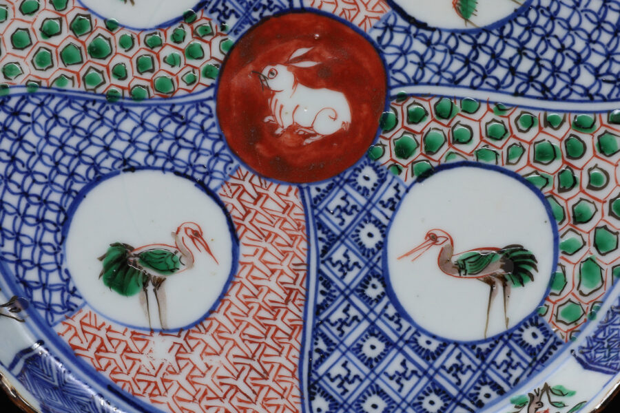 祥瑞色絵兎鳥文輪花皿（明時代） - 天平堂（TENPYODO）