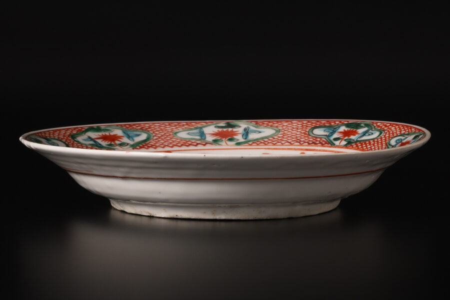 呉須赤絵牡丹鳳凰文平鉢（明時代）-2