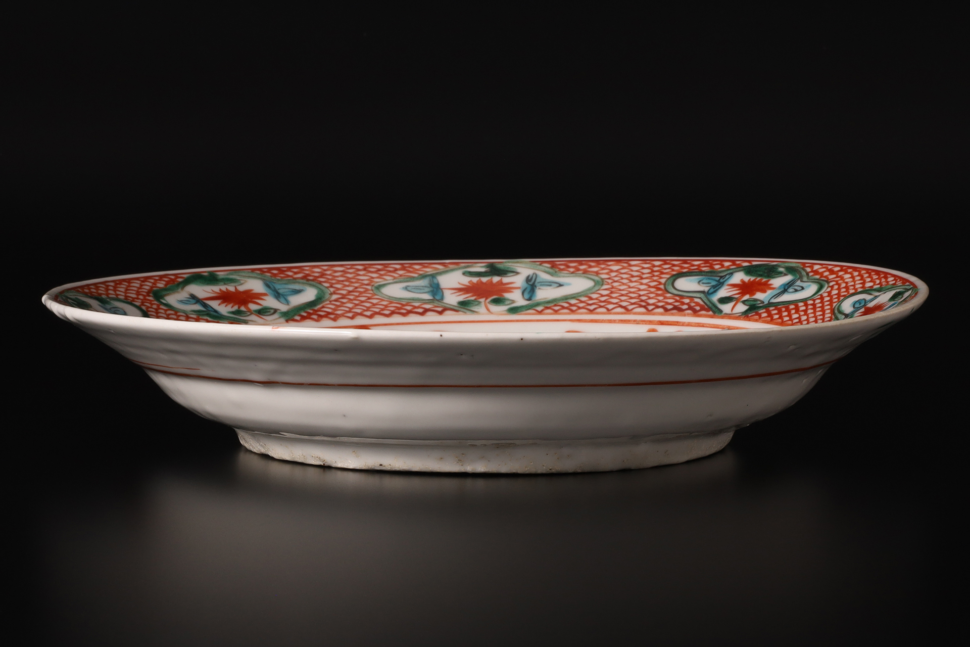 呉須赤絵牡丹鳳凰文平鉢（明時代）-2