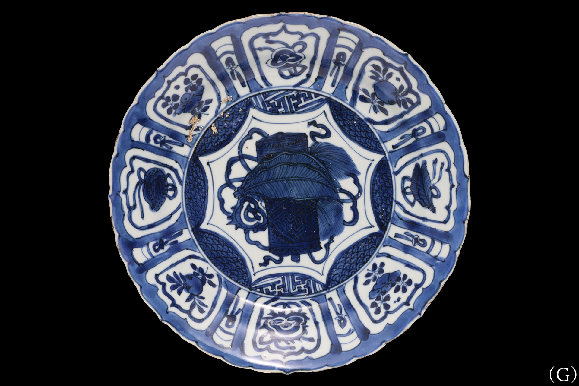 古染付芙蓉手輪花皿（九客揃 / 明時代）-17