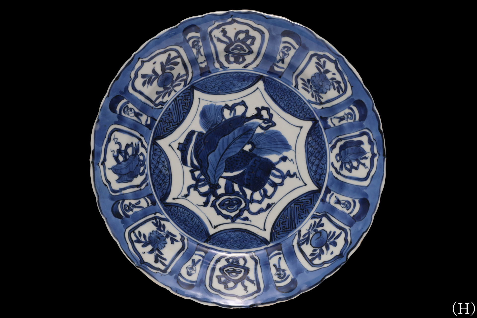 古染付芙蓉手輪花皿（九客揃 / 明時代）-19