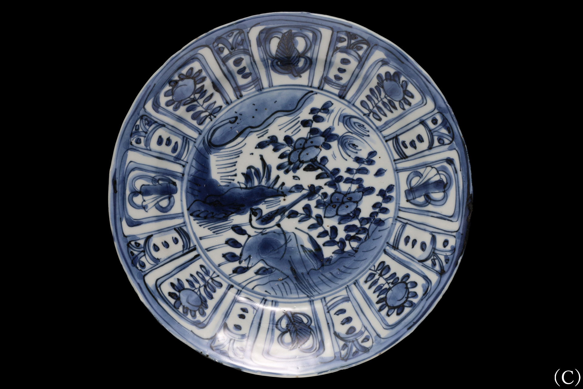 古染付芙蓉手輪花皿（九客揃 / 明時代）-9