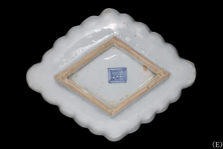 南京赤絵布袋文菱形皿（五客揃 / 明 - 清時代）-23