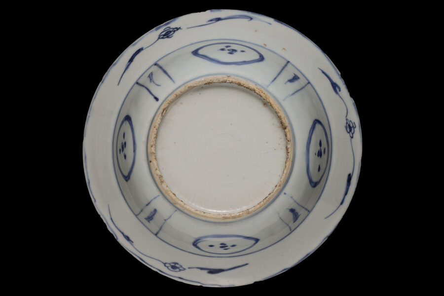 古染付芙蓉手花鳥文兜鉢(明時代)-6